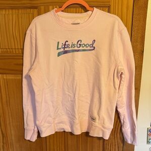 Life Is Good Light Pink Crewneck Sweatshirt